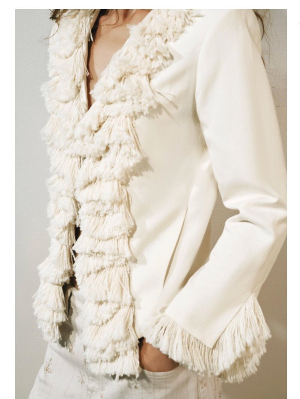 Zara Linen Blend Fringe Jacket ZW. Size XS. NWT!